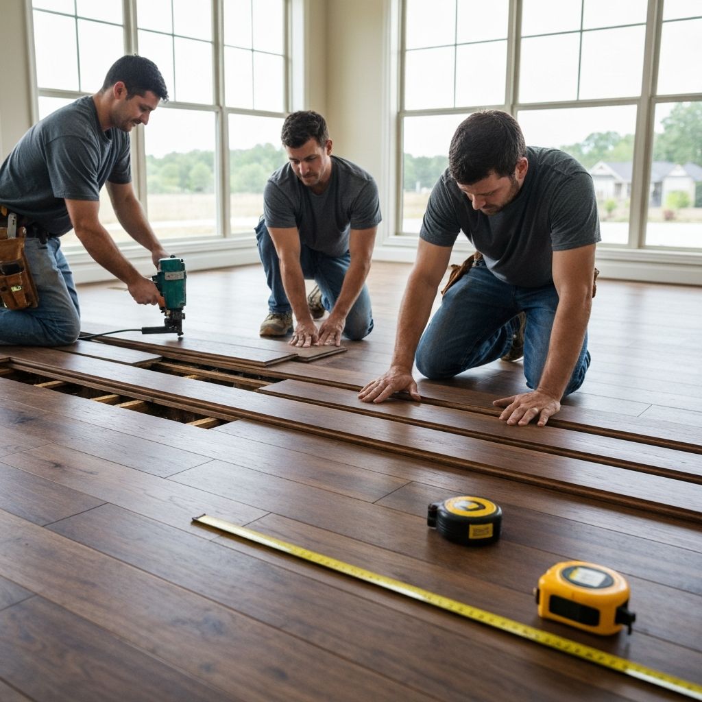 Rodrigues Hardwood Flooring team installing hardwood floors in Harrisburg PA home